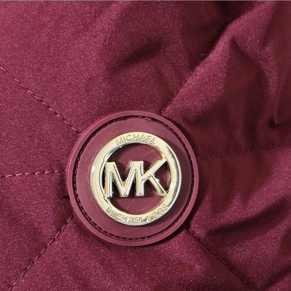 Michael Kors burgundy and gold long puffer coat faux fur trim plus size 3X NEW!! - Picture 7 of 10